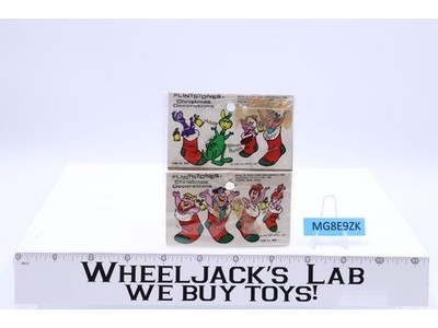 The Flintstones Christmas Decorations Cardboard Header 1976 Hanna-Barbera Qty 2