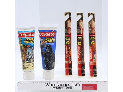 Lot of 3 Toothbrushes & 2 Empty Tubes of Toothpaste Star Wars Episode 1 Colgate