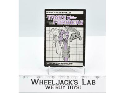 Razorclaw Action Figure Vintage Instruction Manual 1986 Hasbro G1 Transformers