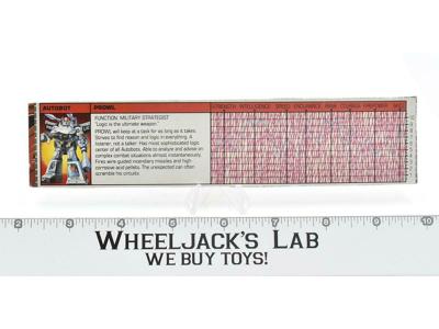 Prowl Action Figure Tech Spec 1985 Vintage Hasbro G1 Transformers