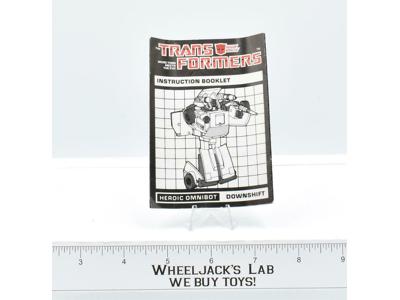 Downshift Action Figure Instruction Manual Booklet 1985 Hasbro G1 Transformers