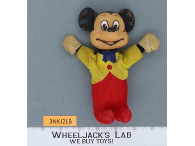 Vintage Disney Mickey Mouse Vinyl Rubber Face 6 inch Plush, Made in Japan 1960's