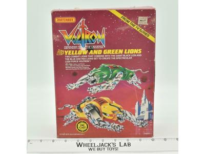 Yellow &amp; Green Lions Voltron Defender of the Universe 1985 Matchbox NEW MIB