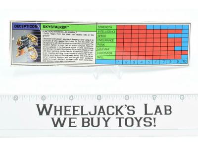 Skystalker Action Figure Robot Tech Spec 1989 Hasbro G1 Transformers