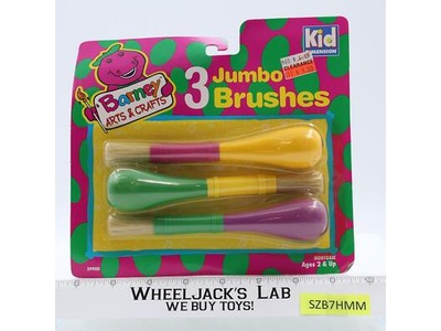 3-pc Jumbo Paint Brushes Barney Arts & Crafts 1993 Kid Dimension NEW MOSC