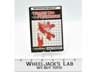 Scattershot Action Figure Instruction Manual Booklet 1987 Hasbro G1 Transformers