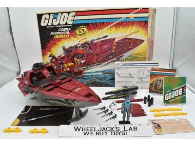 Cobra Moray Hydrofoil 100% Complete W/ Driver &amp; Box GI Joe 1985 Hasbro Vintage