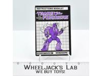 Mindwipe Action Figure Instruction Manual 1987 Hasbro G1 Transformers