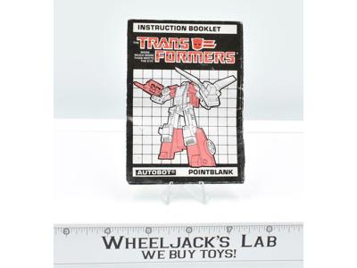 Pointblank Action Figure Instruction Manual Booklet 1987 G1 Transformers Vintage