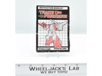 Pointblank Action Figure Instruction Manual Booklet 1987 G1 Transformers Vintage