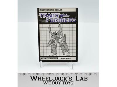 Chop Shop Instructions Manual Booklet 1985 Hasbro G1 Transformers Vintage Figure
