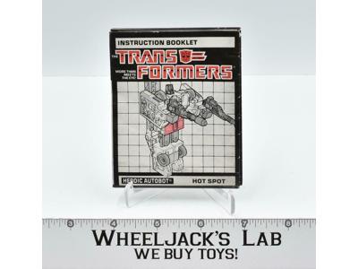 Hot Spot Action Figure Vintage Instruction Manual 1986 Hasbro G1 Transformers