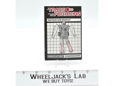 Powerdasher Jet Action Figure Instruction Manual Booklet 1985 G1 Transformers