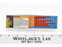 Bristleback Action Figure Tech Spec 1989 Vintage Hasbro G1 Transformers