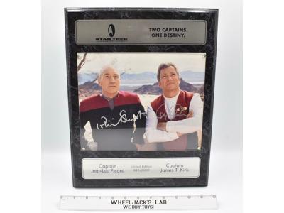 Captains Kirk &amp; Picard Star Trek Generations AUTOGRAPHED Plaque #842 of 5000