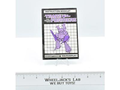 Squeezeplay Action Figure Robot Instruction Manual 1988 Hasbro G1 Transformers