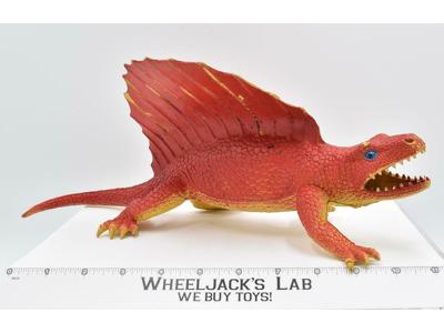 Edaphosaurus Dor Mei Red And Yellow Rubber Dinosaur 1980s Vintage Action Figure