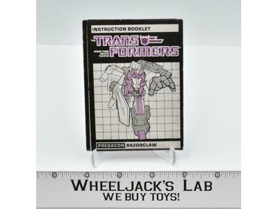 Razorclaw Action Figure Vintage Instruction Manual 1986 Hasbro G1 Transformers