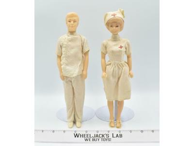 Unknown Nurse and Doctor Dolls 11" Plastic Figures