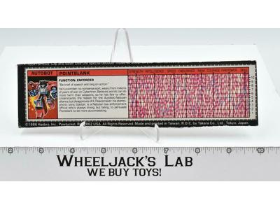 Pointblank Action Figure Tech Spec 1987 Vintage Hasbro G1 Transformers