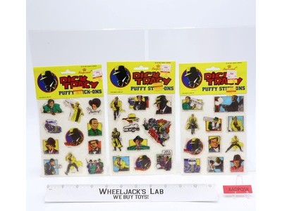 Dick Tracy Puffy Stick-Ons Lot of 3 Imperial 1990 Vintage NEW SEALED