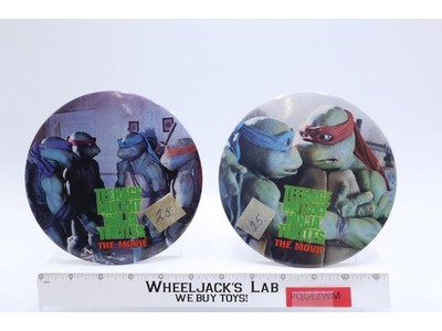 2 The Movie 6" Large Button Pins Teenage Mutant Ninja Turtles 1990 Vintage