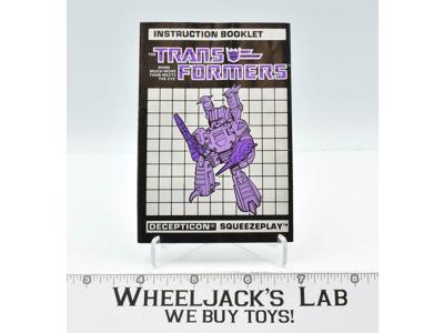 Squeezeplay Action Figure Instruction Manual 1988 Hasbro G1 Transformers