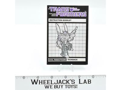 Kickback Action Figure Instruction Manual Booklet 1985 Hasbro G1 Transformers