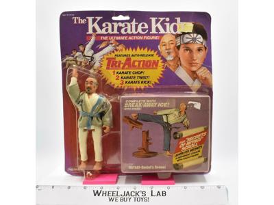Miyagi The Karate Kid 1986 Remco Toys Inc NEW MOSC Purple Card Action Figure