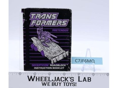 Roadblock Action Figure Vintage Instruction Manual Booklet 1988 G1 Transformers