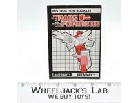 Getaway Action Figure Instruction Manual Booklet 1988 Hasbro G1 Transformers