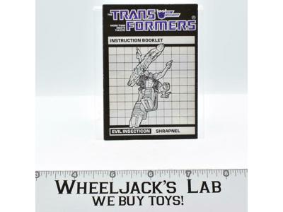 Shrapnel Action Figure Instruction Booklet Manual 1985 Vintage G1 Transformers