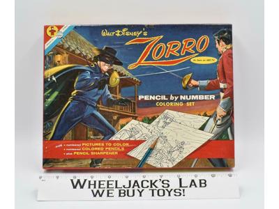 Pencil By Number Coloring Set Walt Disney's Zorro Transogram 1958