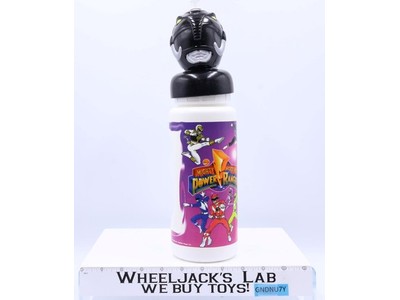 Mighty Morphin Power Rangers Black Ranger Water Bottle w/ Straw 1994 Saban