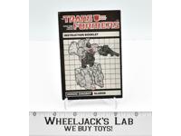 Sludge Instructions Manual Booklet 1985 Hasbro G1 Transformers Vintage Figure