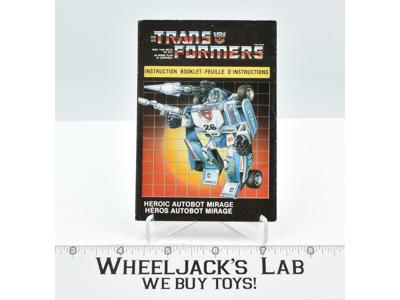Mirage Instruction Manual Booklet CANADIAN 1984 Hasbro G1 Transformers Vintage