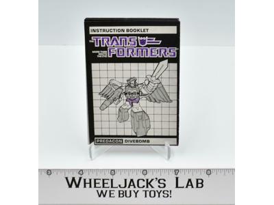 Divebomb Action Figure Instruction Manual Booklet 1986 Hasbro G1 Transformers