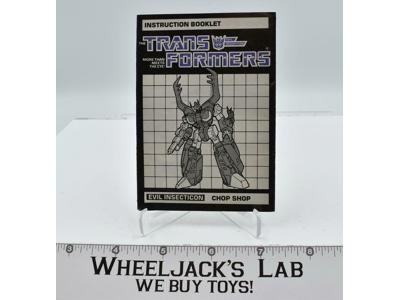 Chop Shop Instructions Manual Booklet 1985 Hasbro G1 Transformers Vintage Figure