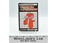 Hosehead Instruction Manual Booklet 1987 Hasbro G1 Transformers Vintage