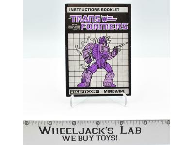 Mindwipe Action Figure Instruction Manual 1987 Hasbro G1 Transformers