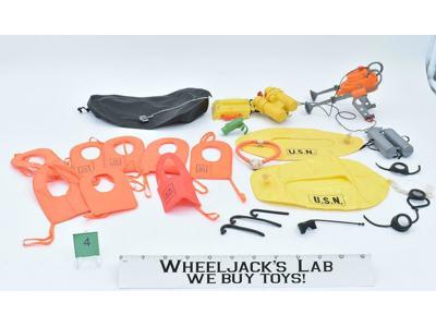 Lot 4 Accessories GI Joe Underwater Tanks, Life Vests, Boats Vintage