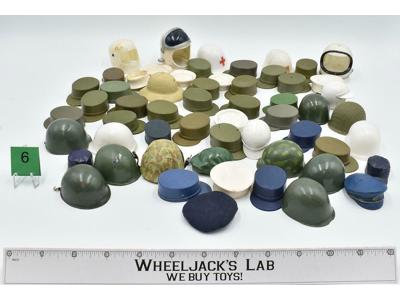 Lot 6 Accessories GI Joe Marx, Mego 12" Hats, Helmets, Caps Vintage