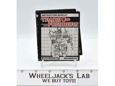 Metroplex Instruction Manual Booklet 1985 Hasbro G1 Transformers