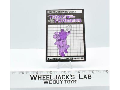 Misfire Action Figure Instruction Manual Booklet 1987 Hasbro G1 Transformers