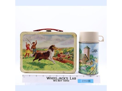 Pets and Pals Lassie Black Beauty Metal Lunch Box 1962 Vintage w/ THERMOS