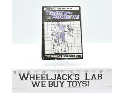 Snapdragon Action Figure Vintage Instruction Manual 1987 Hasbro G1 Transformers