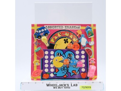 Assorted Erasers Pac-Man 1980s Midway Vintage NEW SEALED