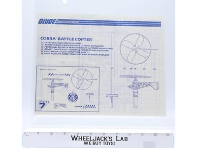 Cobra Battle Copter 1990 ORIGINAL Instructions/ Blueprints G.I. Joe Vehicle