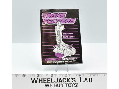 Greasepit Micromaster Action Figure Instruction Manual 1988 G1 Transformers