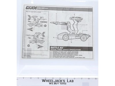 Battle Ax 1993 ORIGINAL Instructions/ Blueprints G.I. Joe Hasbro Action Figure